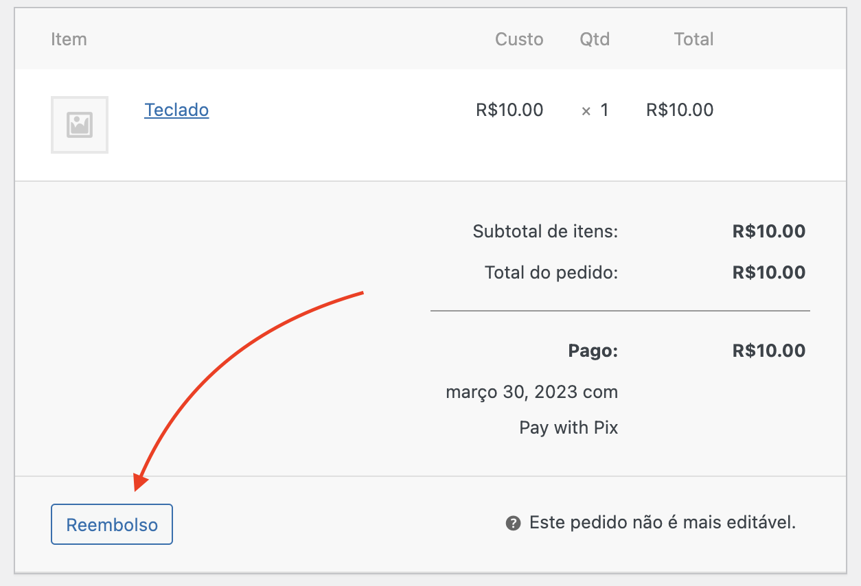 Botão de reembolso no WooCommerce